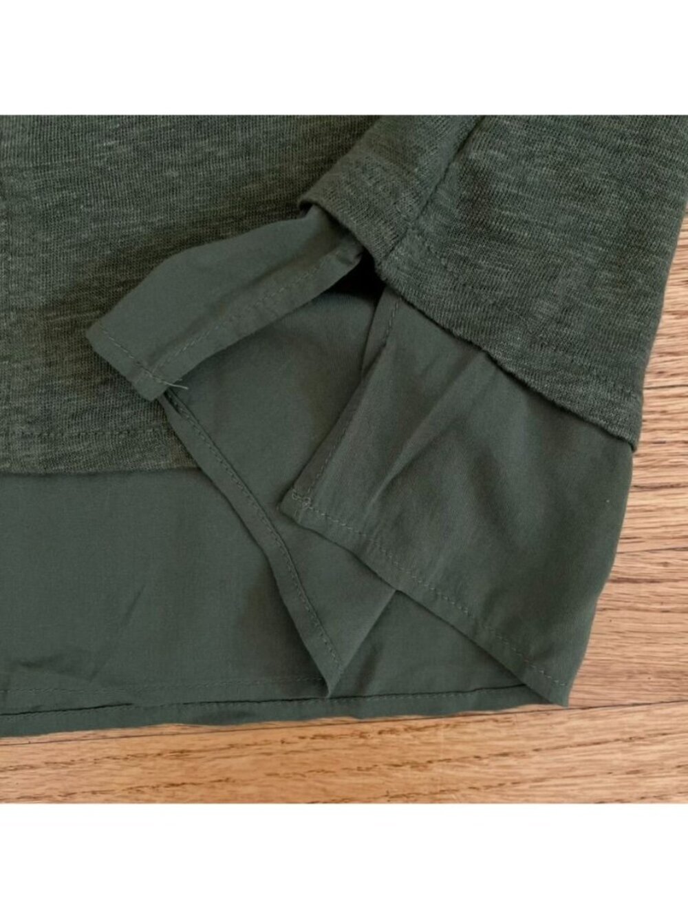 Sanctuary Womens Sz M Top Olive Linen Knit Tunic Sheer Hem Earthy Grunge Boho - Picture 11 of 11